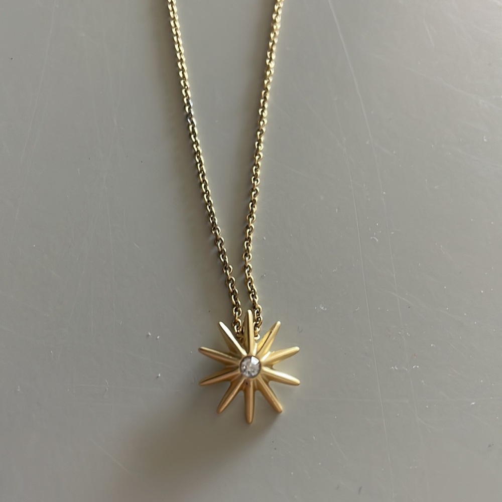 Gold sun necklace with center diamond